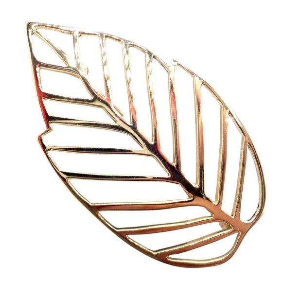 Authentic! Tiffany & Co Angela Cummings 18k Yellow Gold Leaf Pin Brooch 1981 - Picture 1 of 9